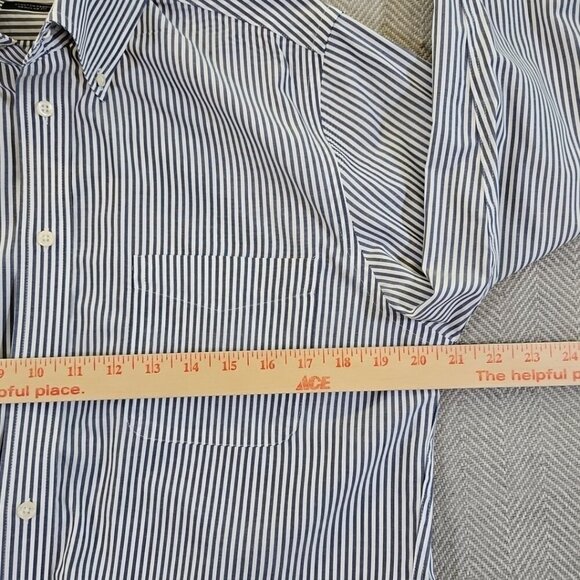 Lauren Ralph Lauren Long Sleeve Shirt Men's 15 32/33 Med Gray Stripe Stretch EUC - Picture 10 of 15
